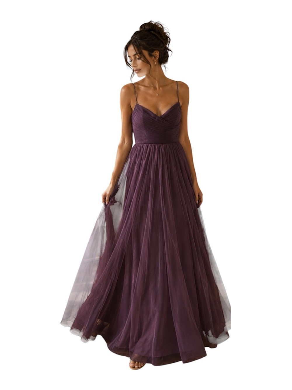 Jenny Yoo Collection Plum Tulle Gown Size 8 Formal Bridesmaid Dress